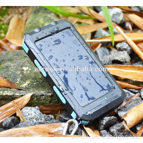 2016 New IP68 waterproof solar power bank charger 10000mah with dual led lamp and compass